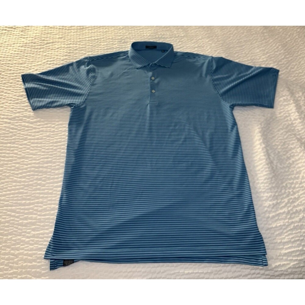 Turtleson Blue Striped Polo With Saucahatchee Logo Men’s Size xL